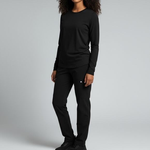 FIGS Supersoft Longsleeve Underscrub Top Womens Sz L Black Healthcare Minimalist - Picture 1 of 7
